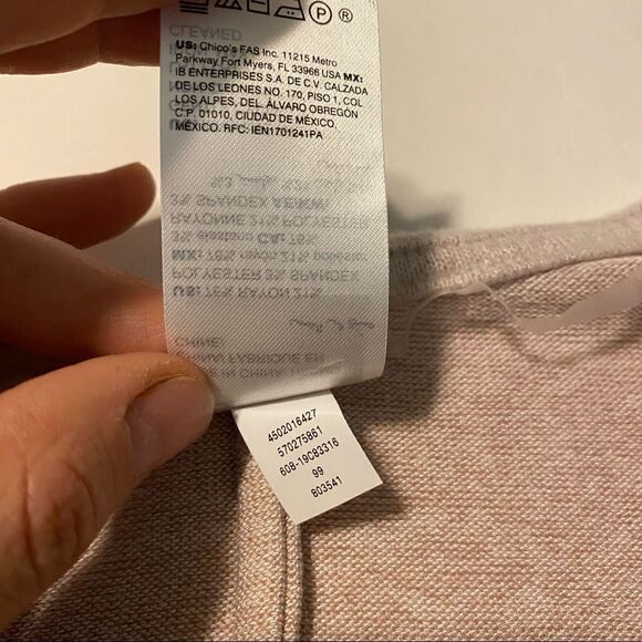 Chicos Blush beige Open tie front Knit Cardigan minimalist sweater-1P M/8P - Picture 9 of 13